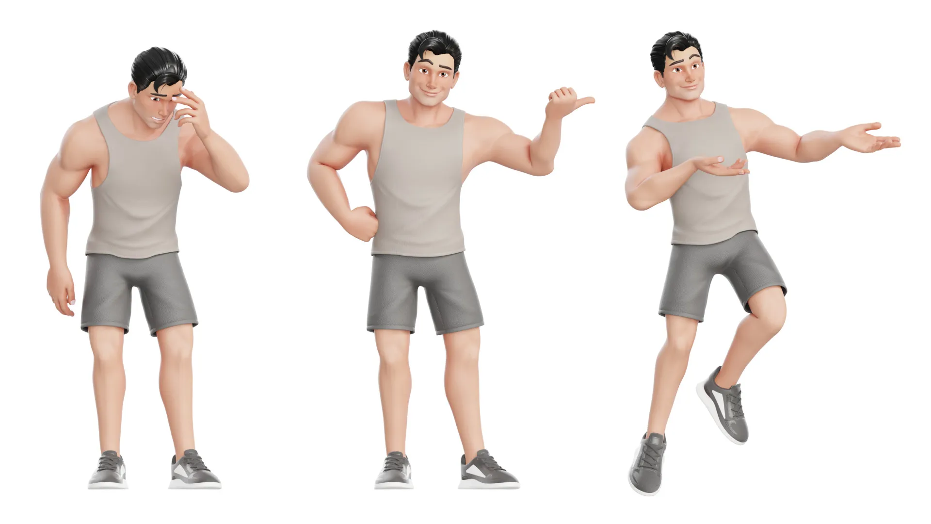 Cartoon Sports Gym Fitness Man render 8